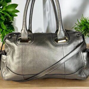 B. Makowsky Pebbled Leather Bronze Shoulder Bag